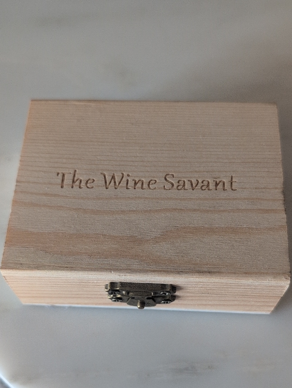 The Wine Savant Engraved Wooden Box - Natural Wood With Stones
